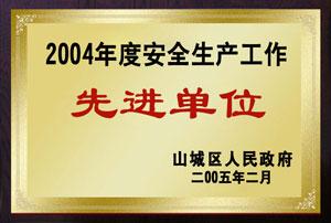 2004年度安全生產(chǎn)工作先進(jìn)單位